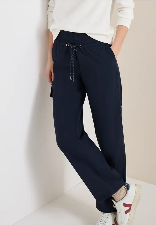High-Waist Straight-Leg Cargo-Hose