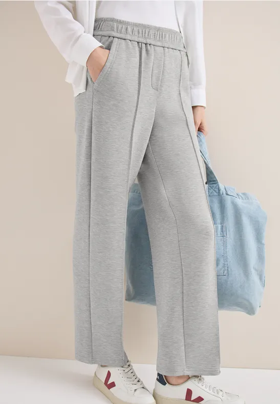 Weiche Melange-Hose mit geradem Bein