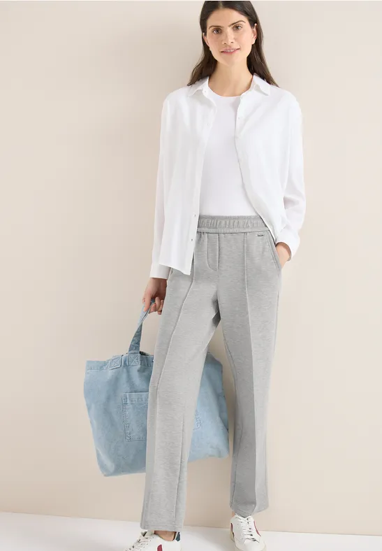 Weiche Melange-Hose mit geradem Bein