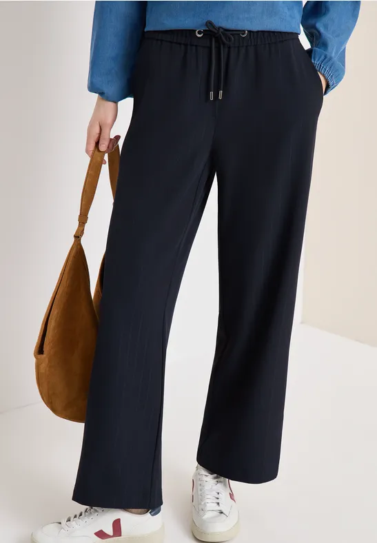 High Waist Straight Leg Hose mit Tunnelzug