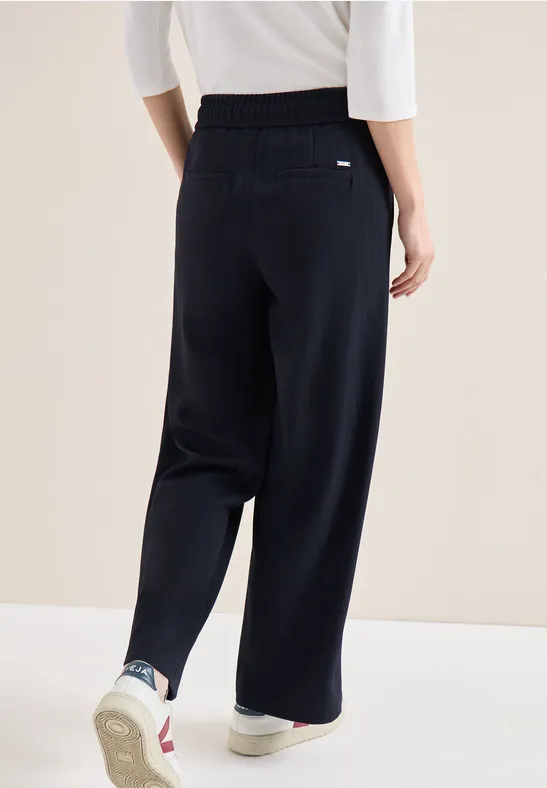 High Waist Straight Leg Hose mit Tunnelzug