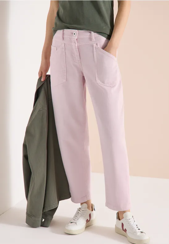 High-Waist Barrel-Leg-Jeans aus Baumwolle