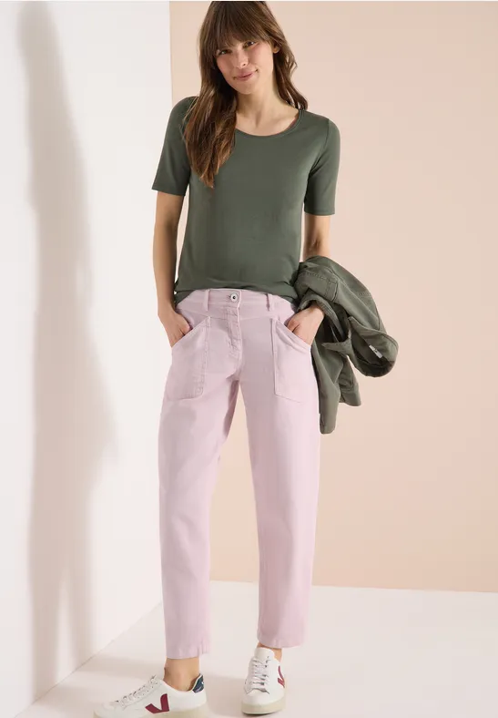 High-Waist Barrel-Leg-Jeans aus Baumwolle