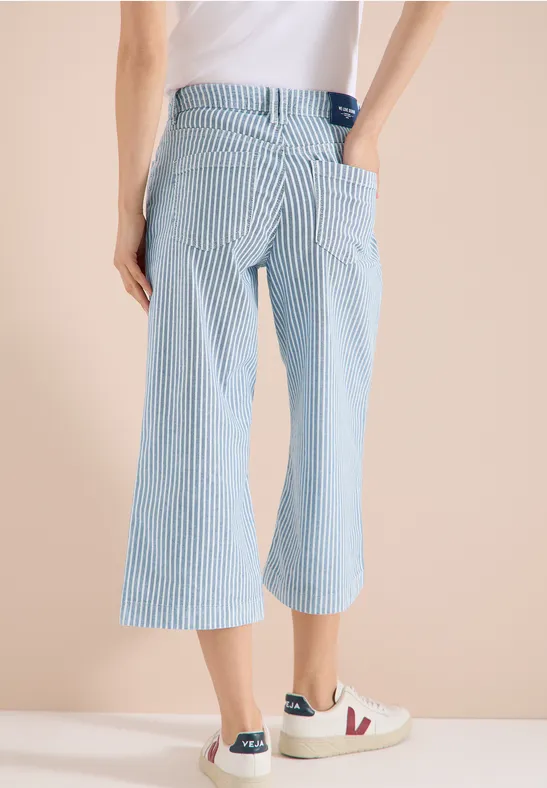 Gestreifte High-Waist Wide-Leg Culottes