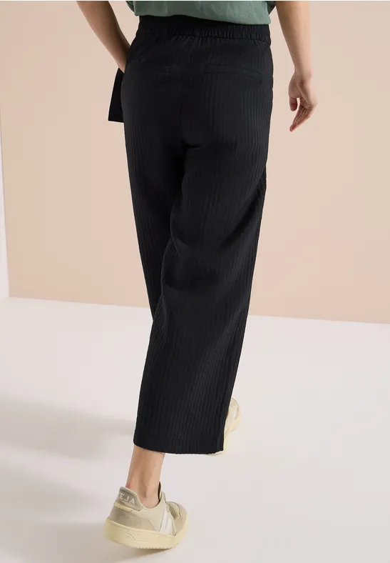 Strukturierte High Waist Wide Leg Hose