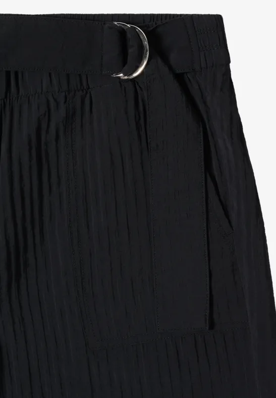 Strukturierte High Waist Wide Leg Hose