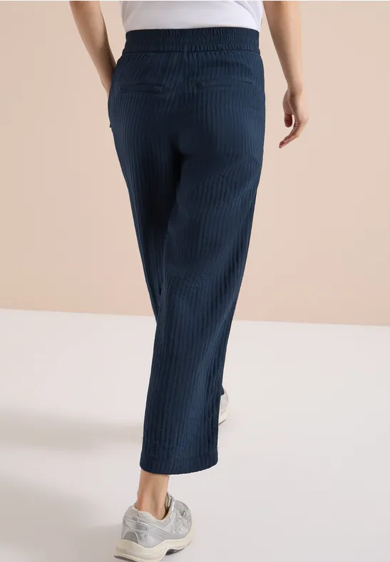 Strukturierte Wide Leg 7/8 Hose
