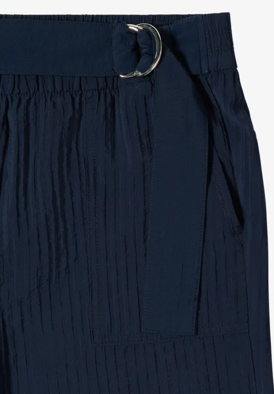 Strukturierte Wide Leg 7/8 Hose