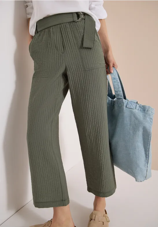 Strukturierte High-Waist Wide-Leg