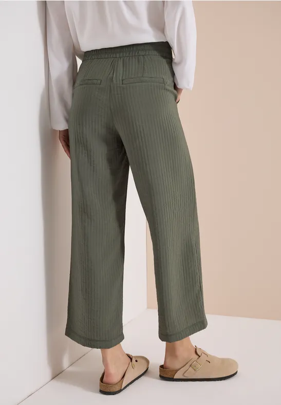 Strukturierte High-Waist Wide-Leg