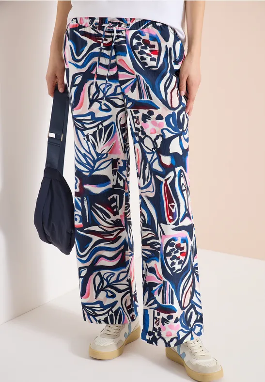 Bedruckte Wide-Leg-Hose mit hoher Taille