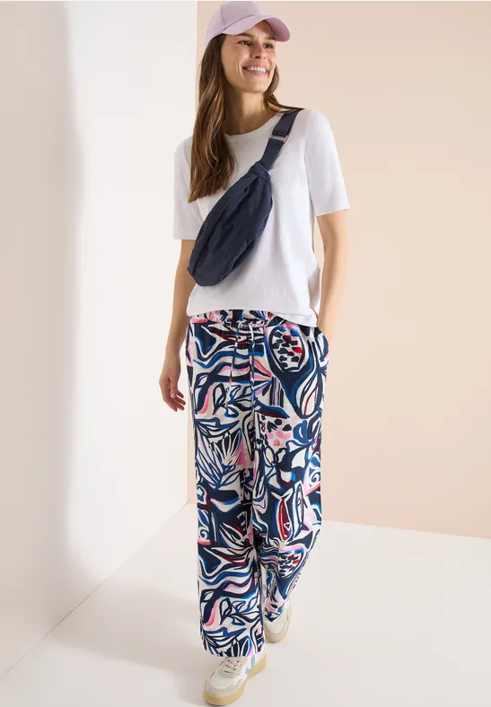 Bedruckte Wide-Leg-Hose mit hoher Taille