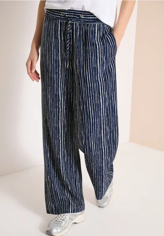 Gestreifte High-Waist Wide-Leg