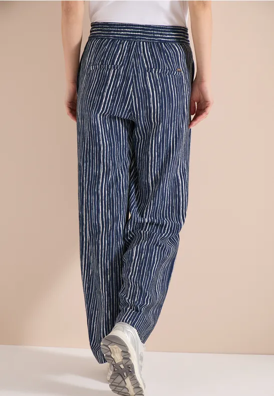Gestreifte High-Waist Wide-Leg