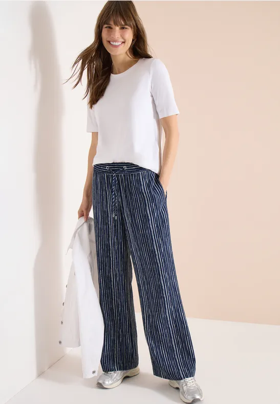 Gestreifte High-Waist Wide-Leg