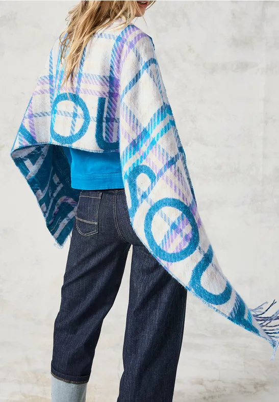 Karierter Jacquard-Schal mit Fransen