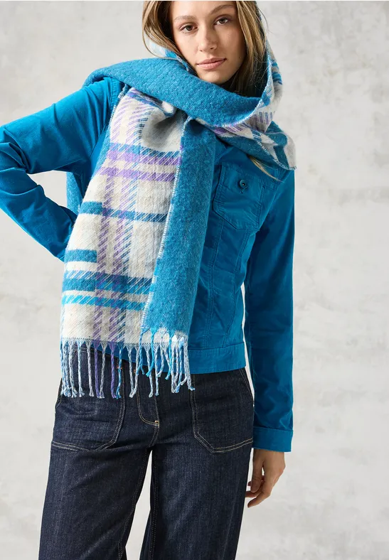 Karierter Jacquard-Schal mit Fransen