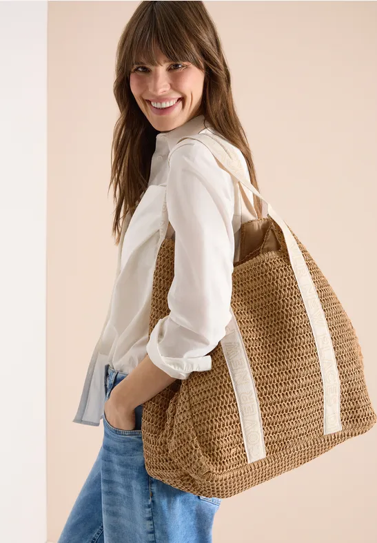 Großer Häkel-Shopper mit Typografie