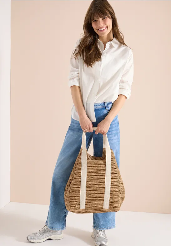 Großer Häkel-Shopper mit Typografie