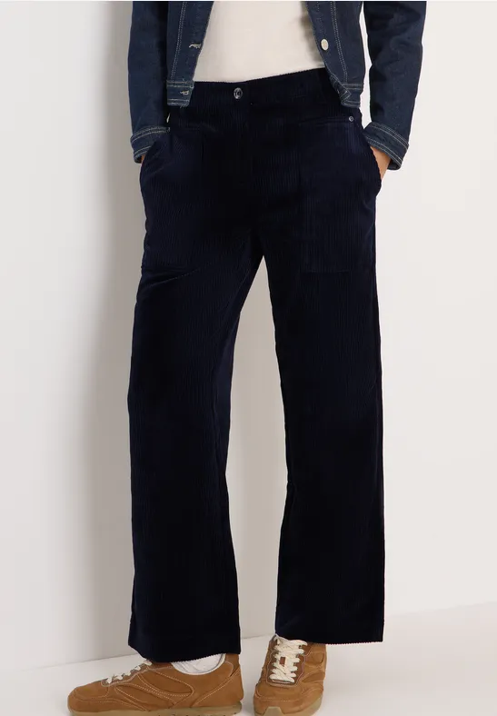 Weit Geschnittene Cordhose mit Hohem Bund