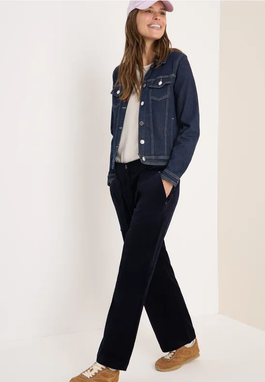 Weit Geschnittene Cordhose mit Hohem Bund
