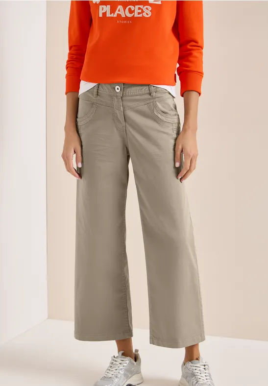 Hochtaillierte Wide-Leg 7/8-Hose