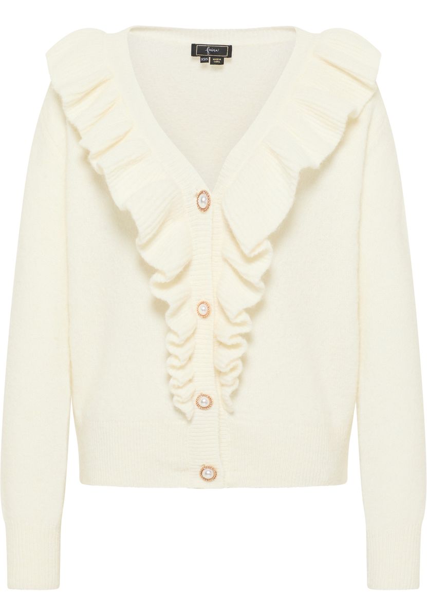 Gestreifter Strickcardigan mit Goldknöpfen