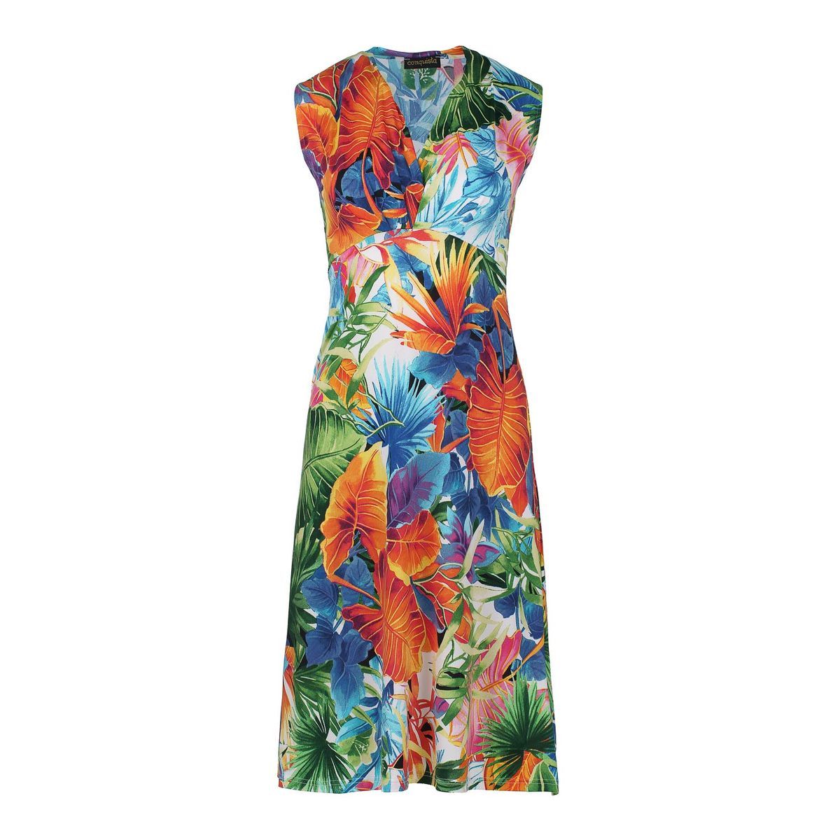 Empire-Midikleid mit tropischem Print