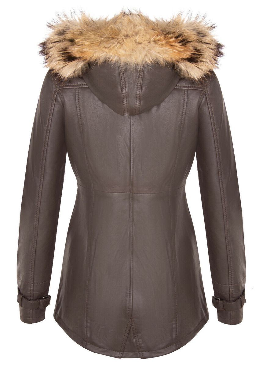 Warmer Lederparka mit Kapuze