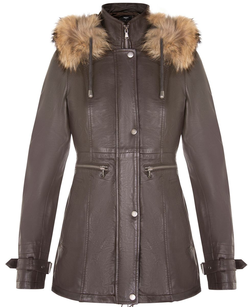 Warmer Lederparka mit Kapuze
