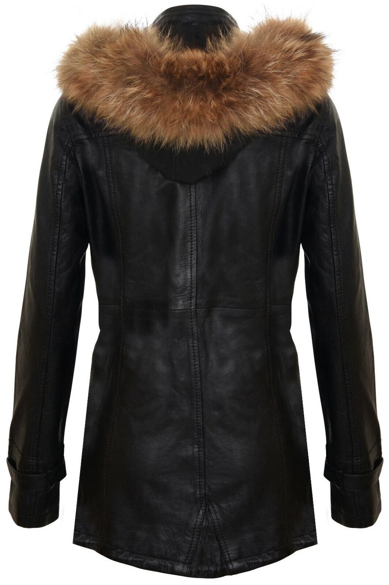 Warmer Lederparka mit Kapuze