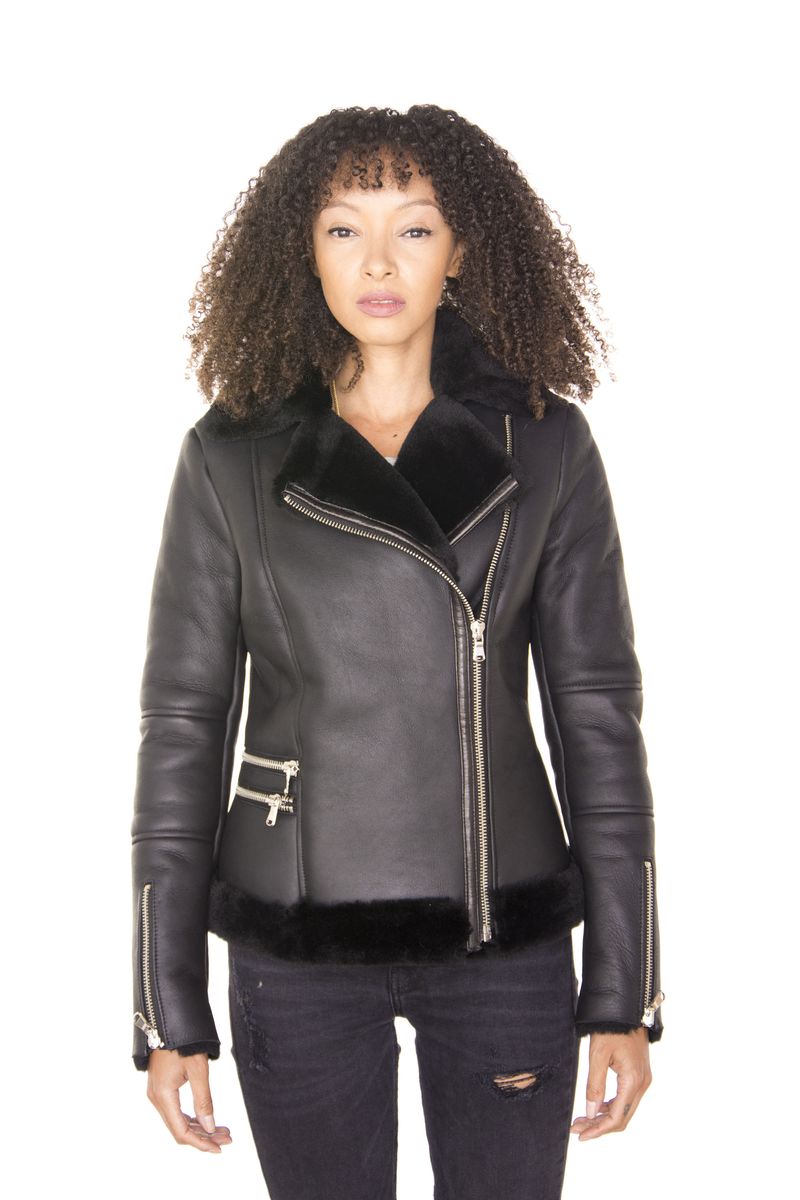 Shearling-Schaffell-Fliegerjacke