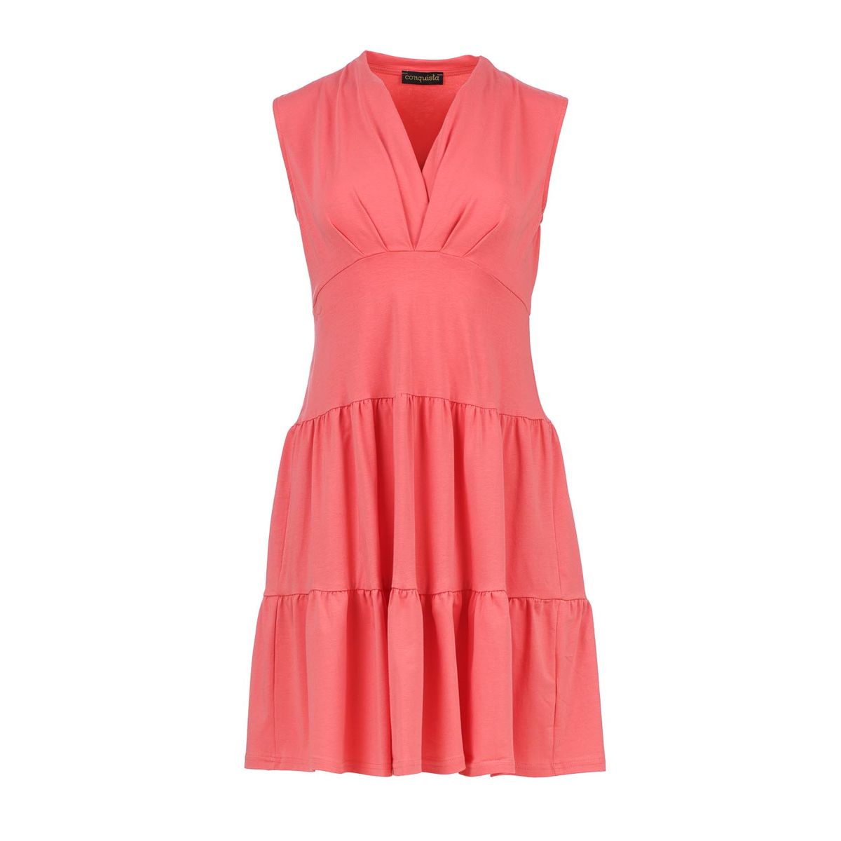 Ärmelloses gestuftes Jerseykleid