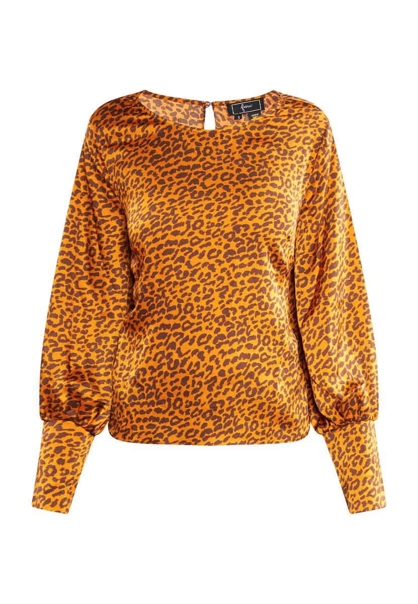 Elegante Satinbluse mit Leopardenmuster