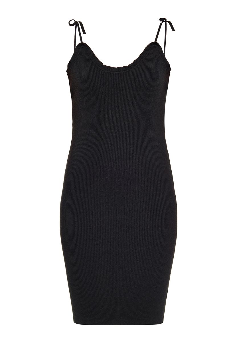 Rippstrick-Minikleid mit Bindeträgern
