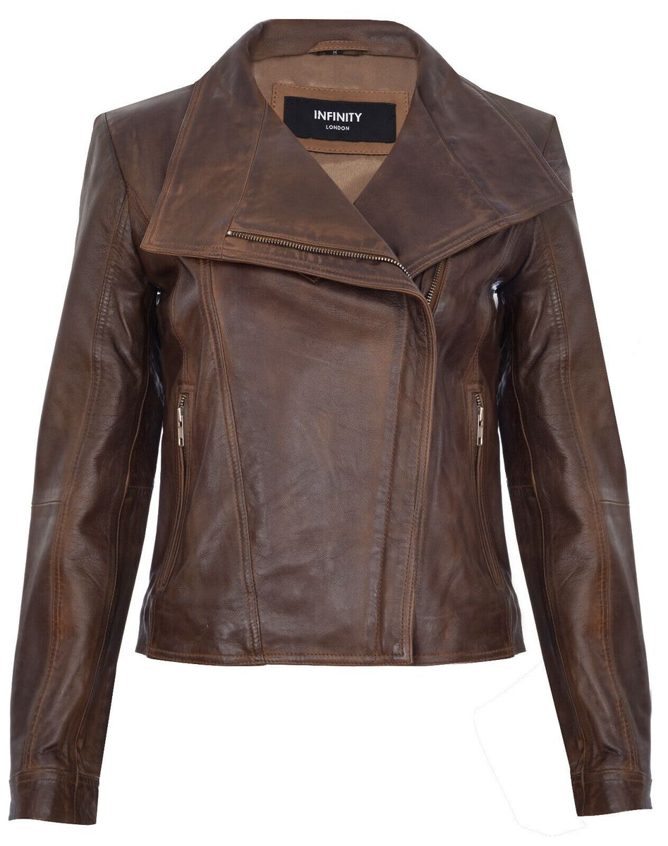 Leder-Bikerjacke mit Schalkragen
