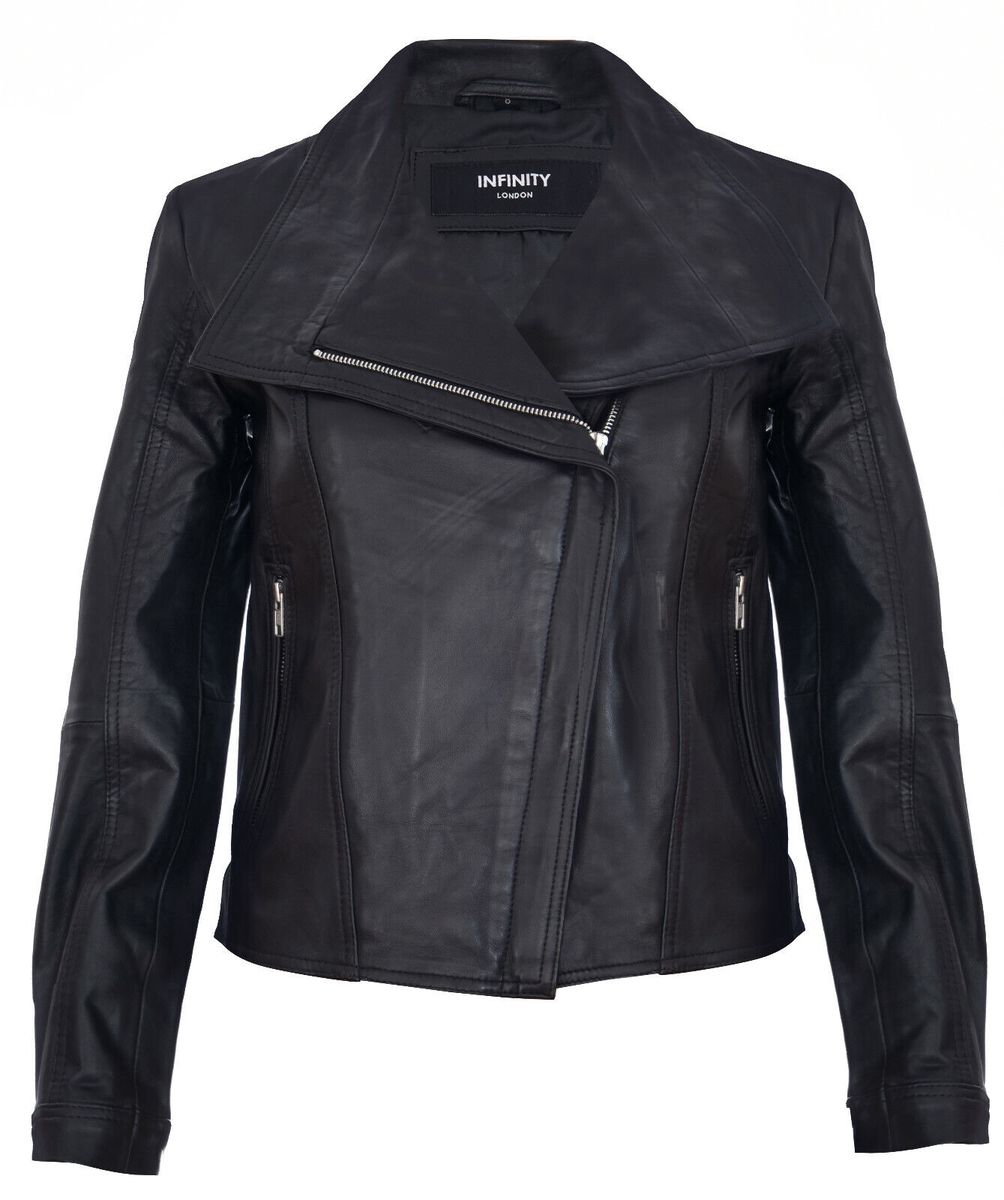 Leder-Bikerjacke mit Schalkragen