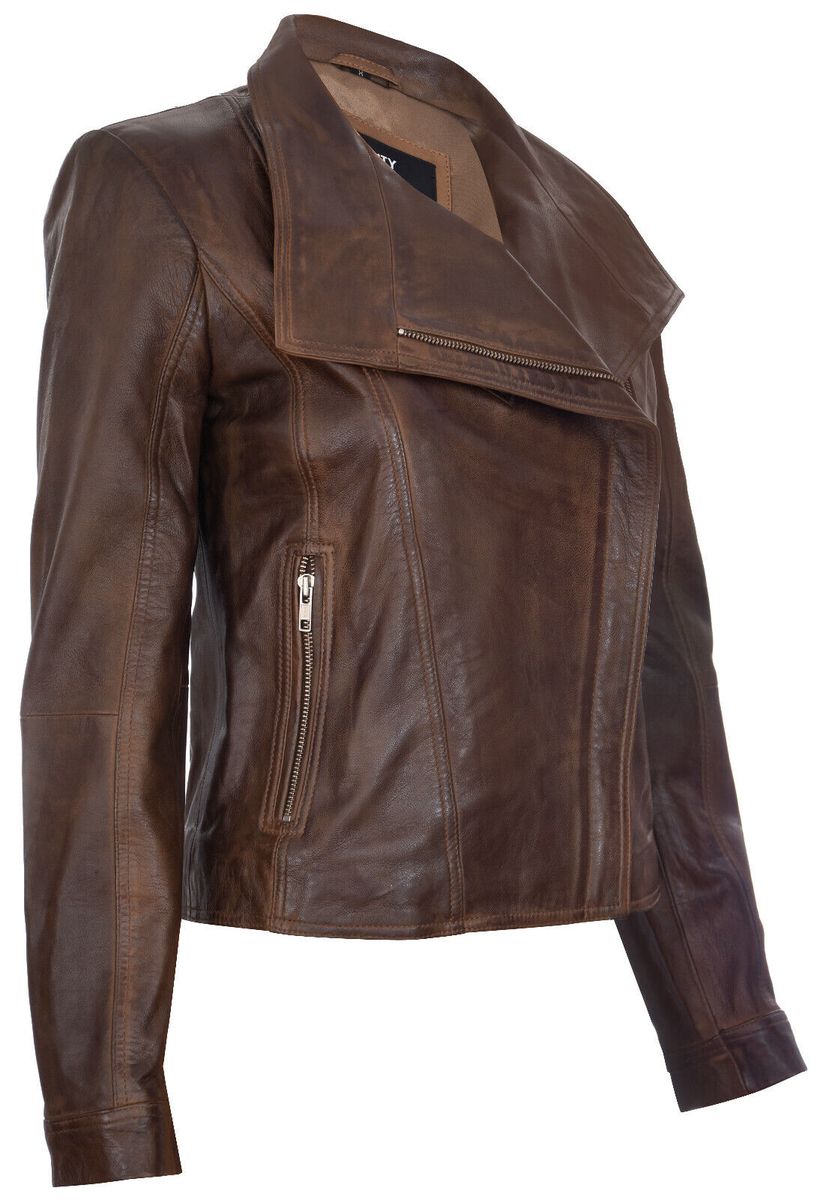 Leder-Bikerjacke mit Schalkragen