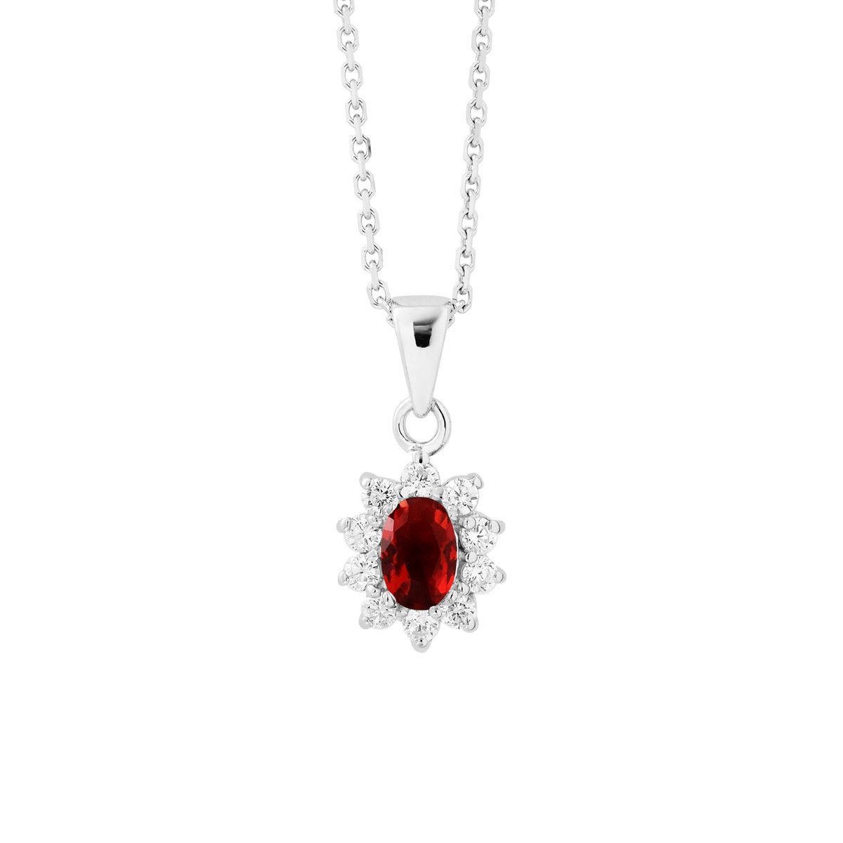 Elegante Halskette mit Halo-Edelsteinanhänger