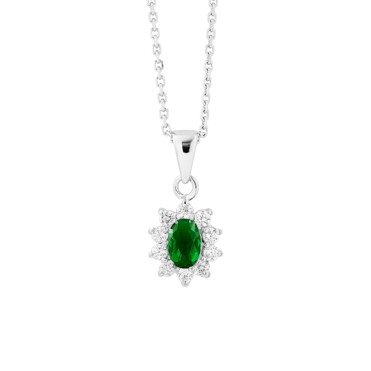 Elegante Halskette mit Halo-Edelsteinanhänger