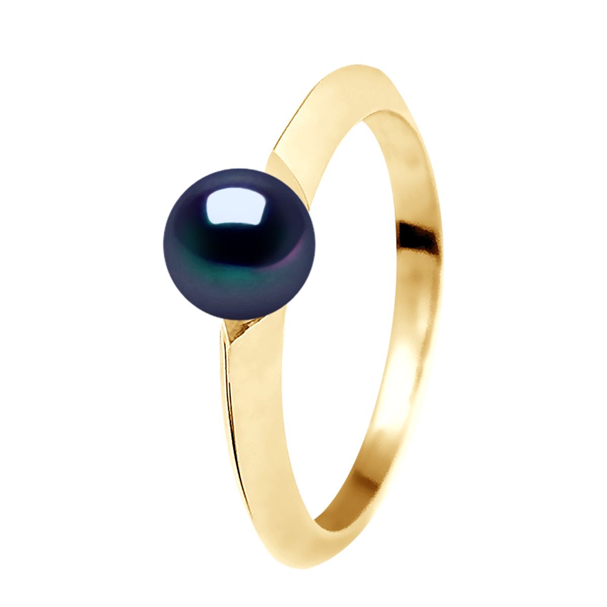Minimalistischer Goldring mit schwarzer Perle