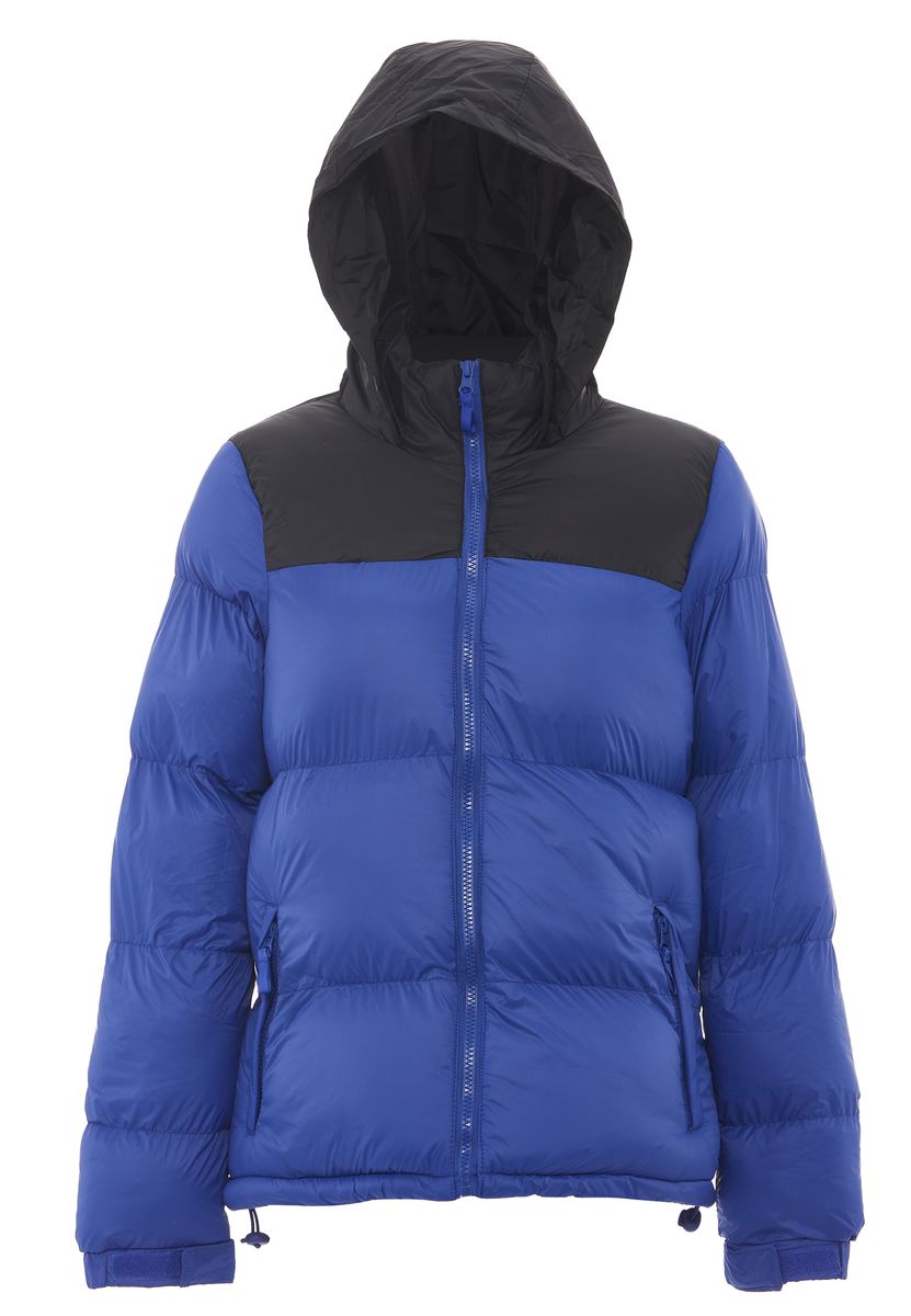 Zweifarbige Steppjacke mit Kapuze