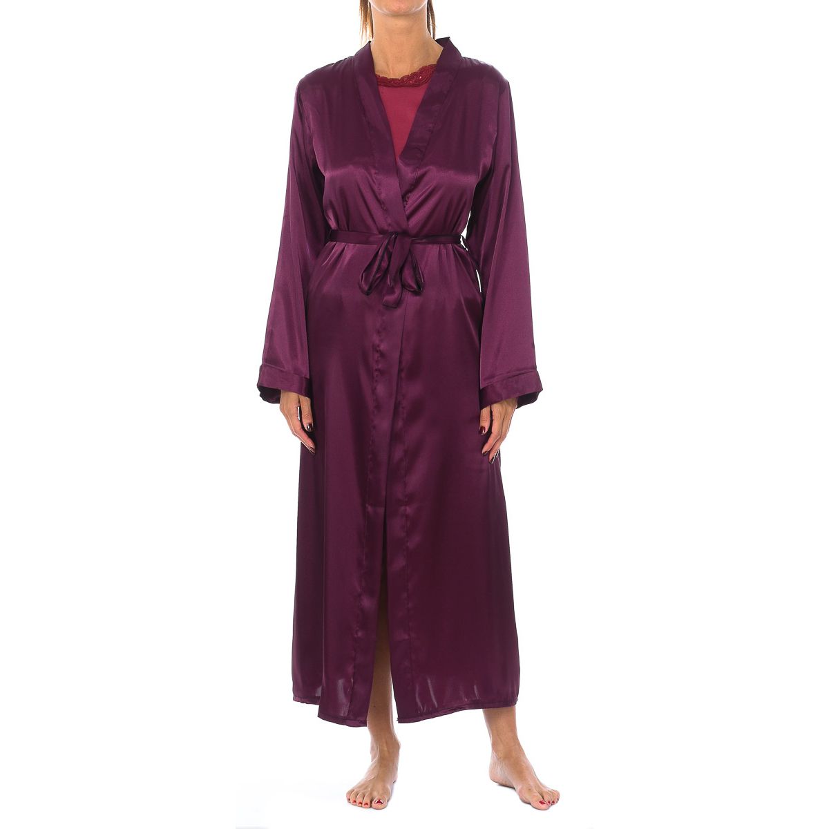 Eleganter langer Satin-Morgenmantel