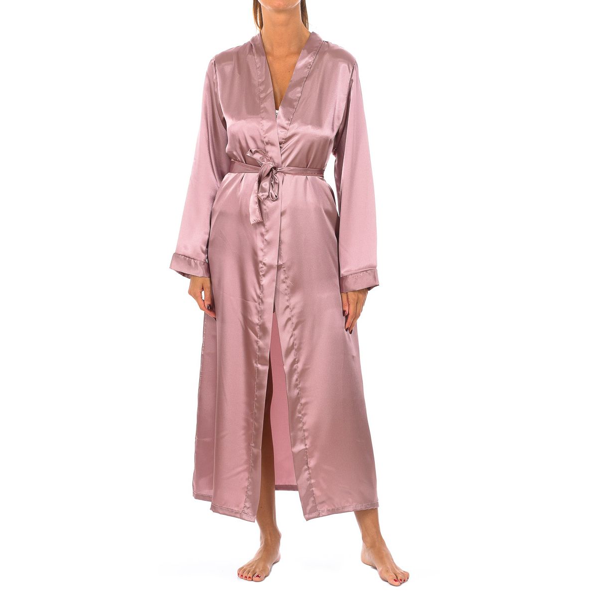 Eleganter langer Satin-Morgenmantel