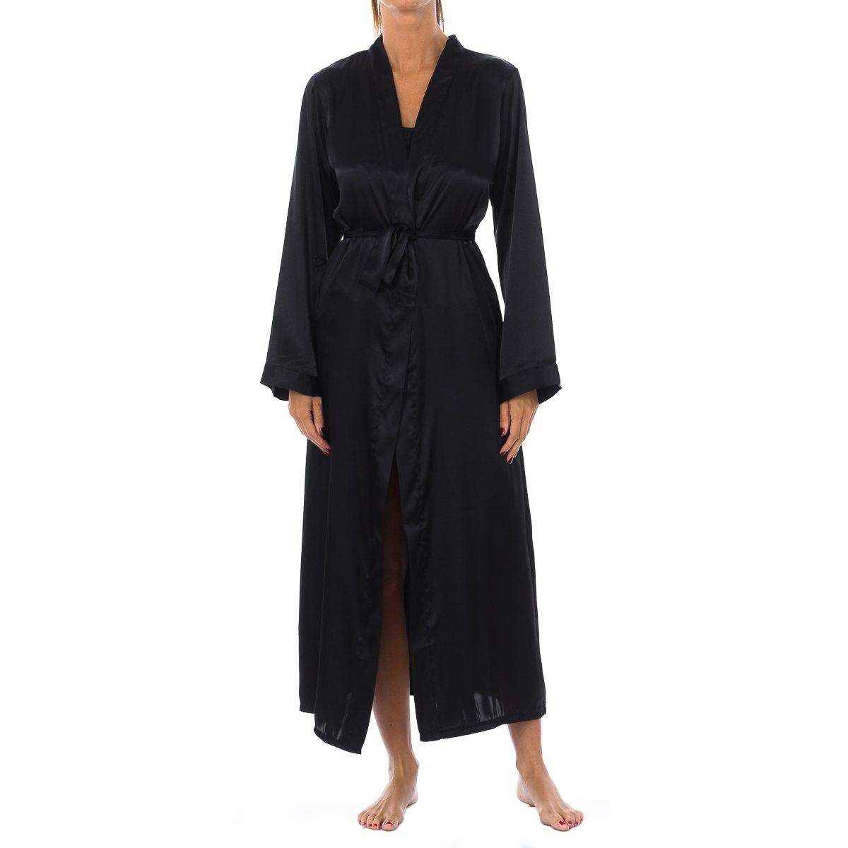 Eleganter langer Satin-Morgenmantel