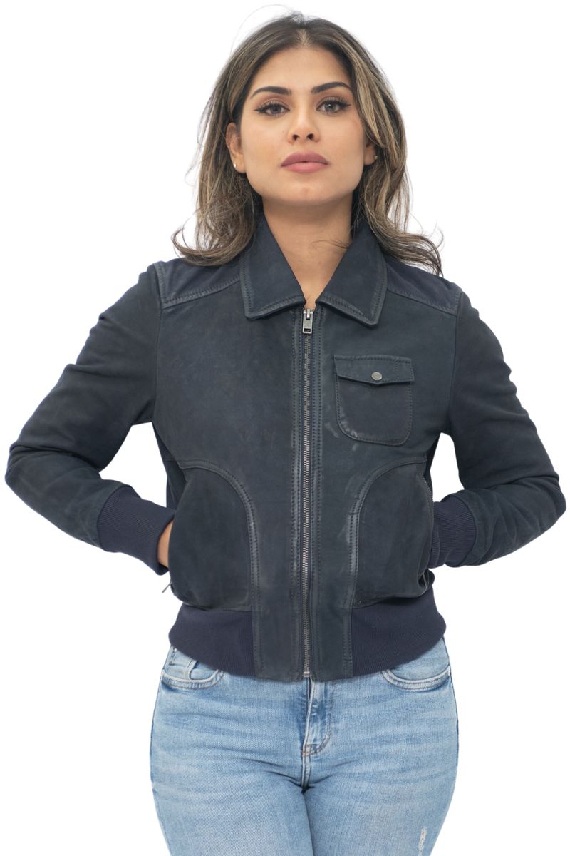 Leder-Varsity-Jacke aus Lammnappa