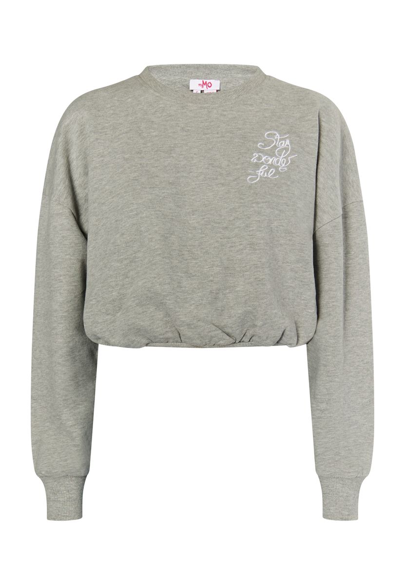 Bestickter Statement Crop-Pullover