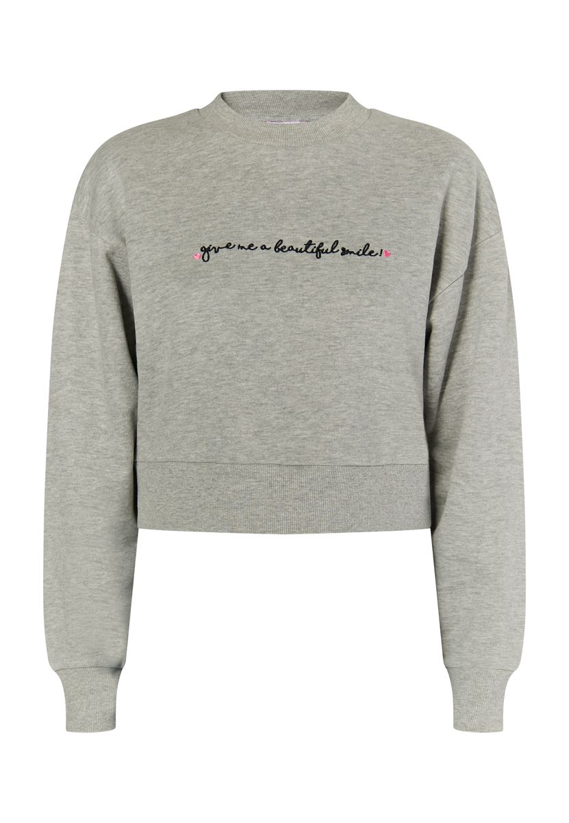 Bestickter Statement Crop-Pullover