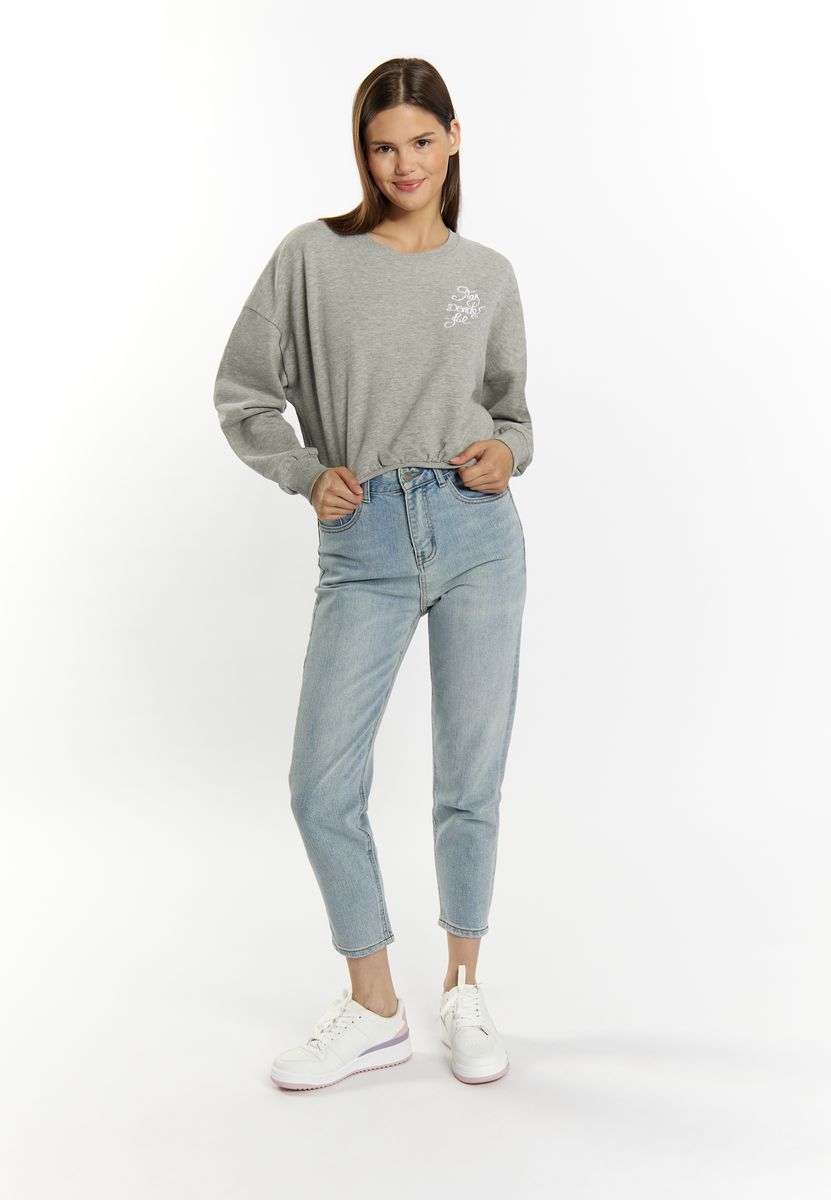 Bestickter Statement Crop-Pullover