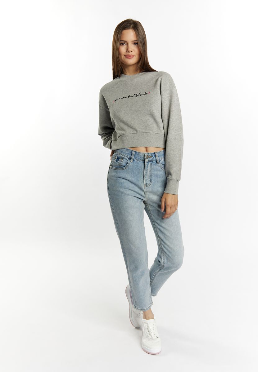 Bestickter Statement Crop-Pullover